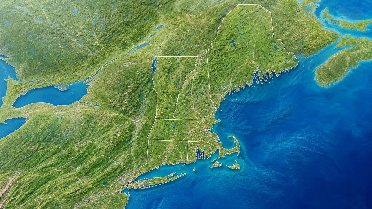 A map of the New England region
