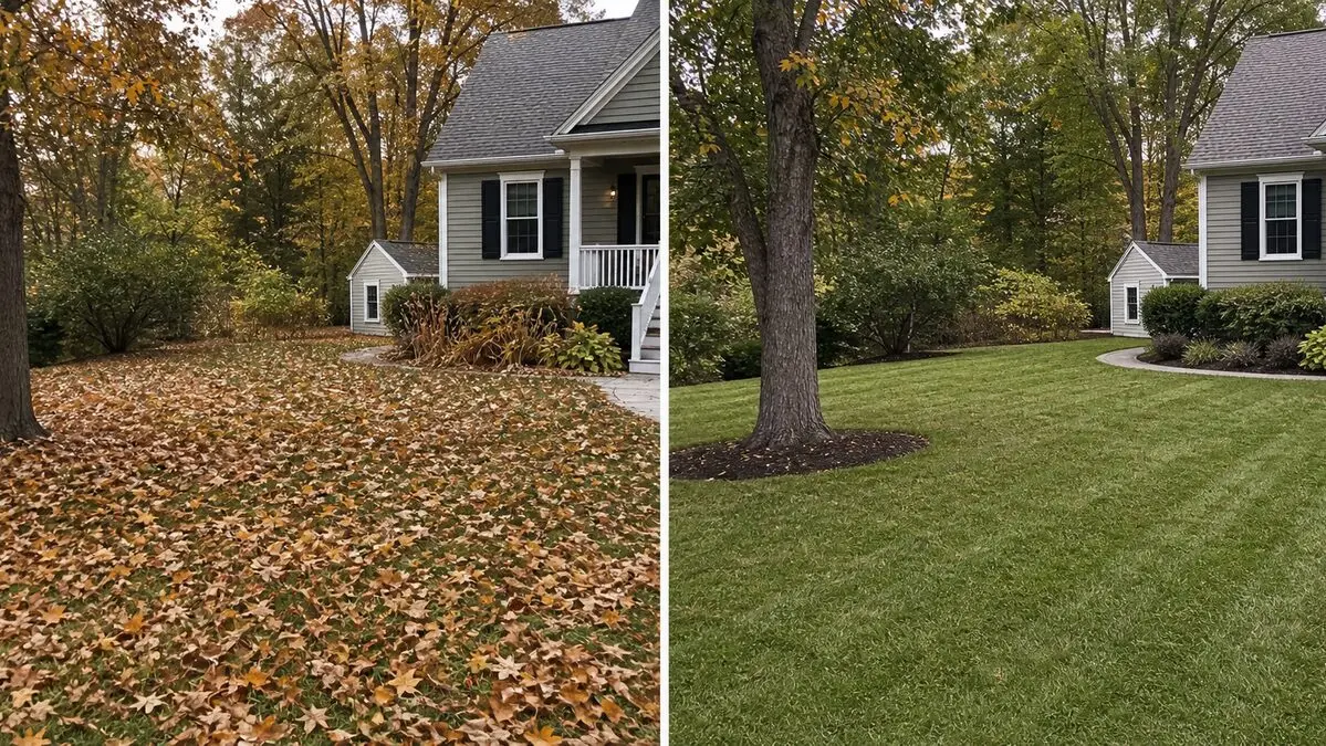 Seasonal cleanup before and after comparison